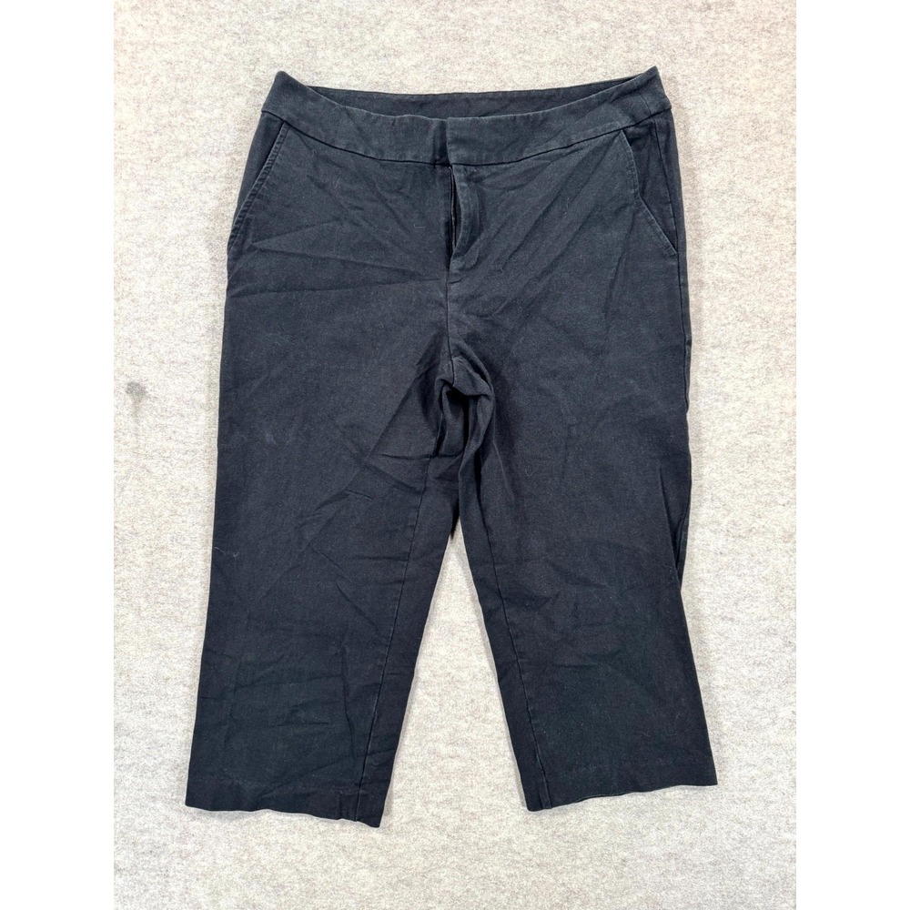 Time And Tru Capri Pants Womens 10 Black Stretch Mid Rise Flat Front Pockets